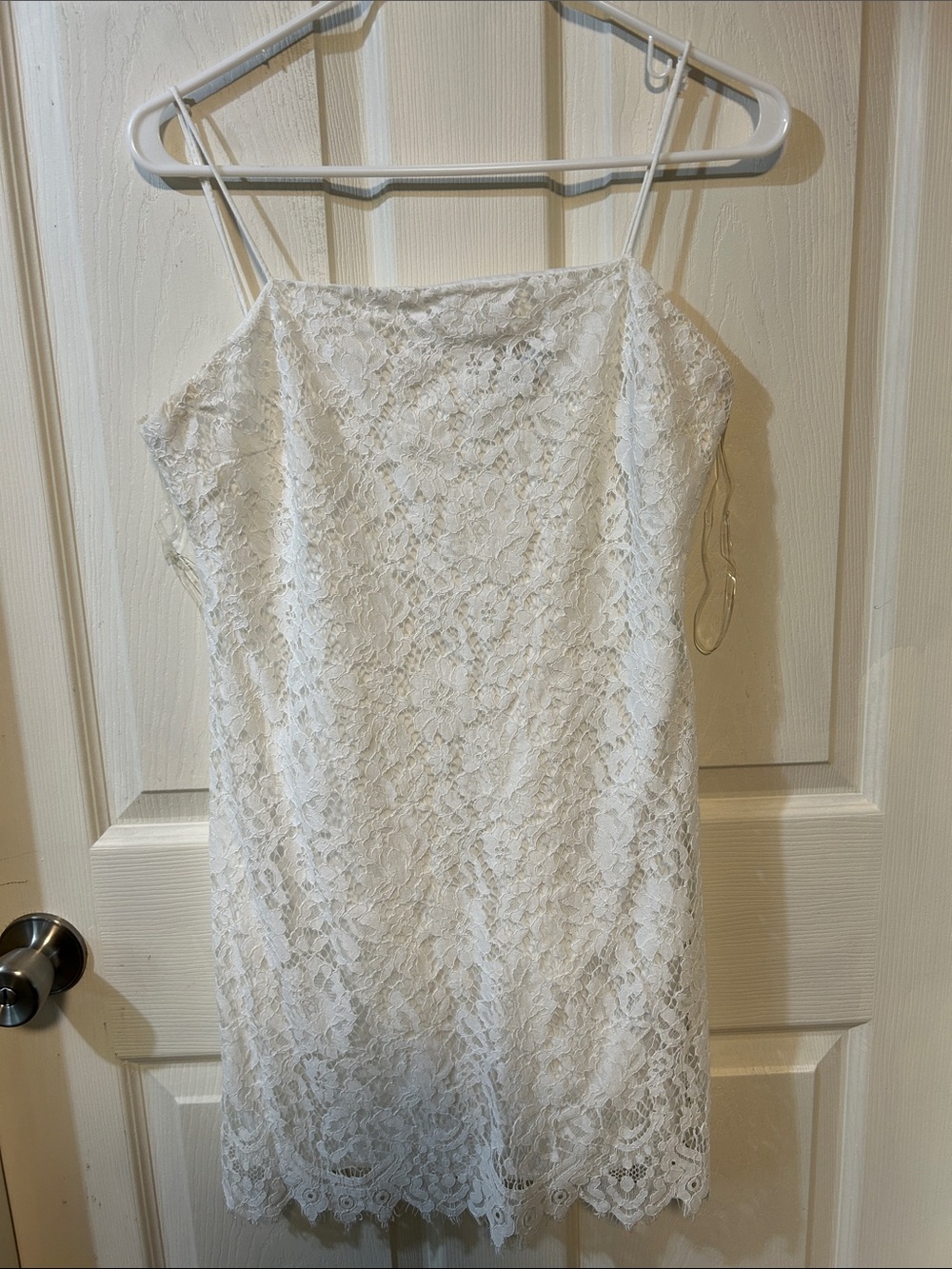White Lace Spaghetti Strap Slip Dress